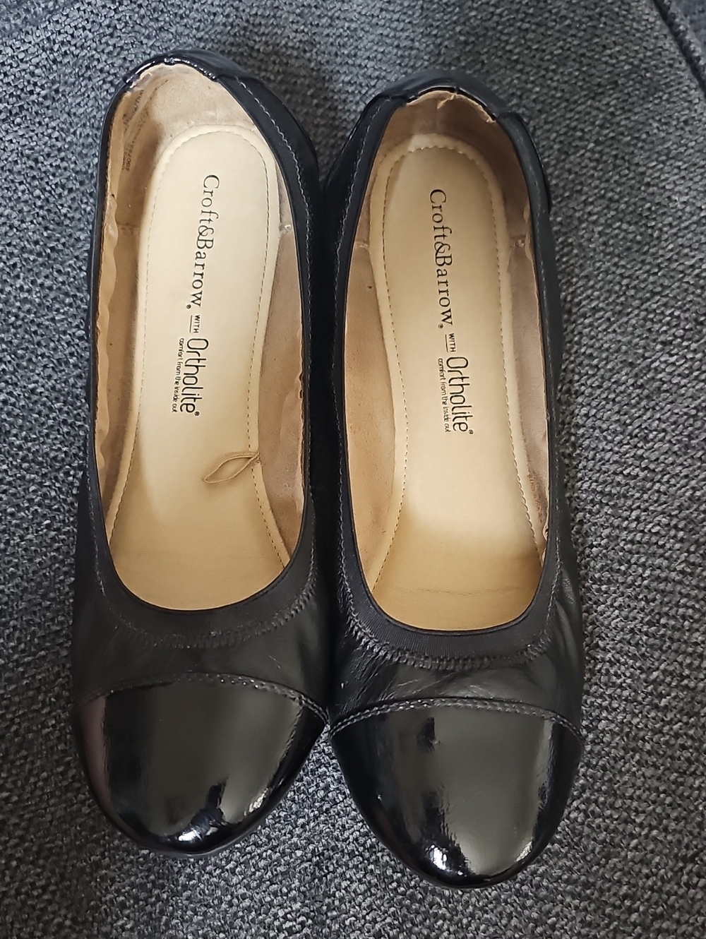 Croft & Barrow Black Patent Cap-Toe Ballet Flats